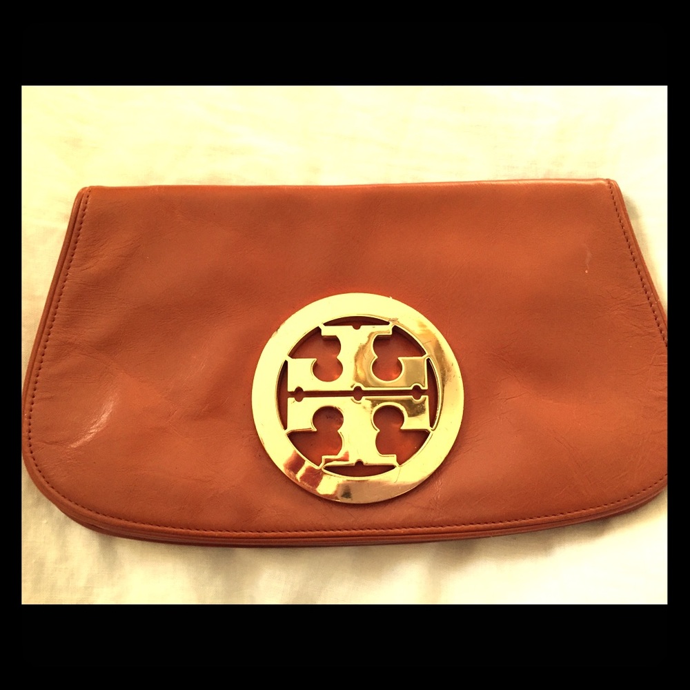 Tory Burch leather logo clutch